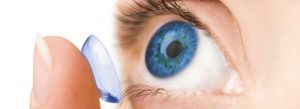 beautiful human eye and contact lens isolated
