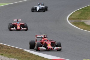 Kimi Raikkonen (FIN) Ferrari F14-T leads team mate Fernando Alonso (ESP) Ferrari F14-T. 11.05.2014. Formula 1 World Championship, Rd 5, Spanish Grand Prix, Barcelona, Spain, Race Day. - www.xpbimages.com, EMail: requests@xpbimages.com - copy of publication required for printed pictures. Every used picture is fee-liable. © Copyright: Moy / XPB Images