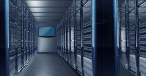 Data Center Alley with Large Wall TV. Hosting Technology Concept Illustration.; Shutterstock ID 171316697; PO: Digital Guide
